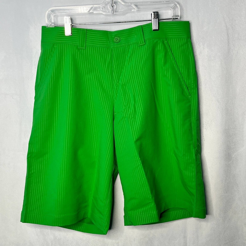 NWT Under Armour Shorts Green Stripe Golf Flat New-(still)